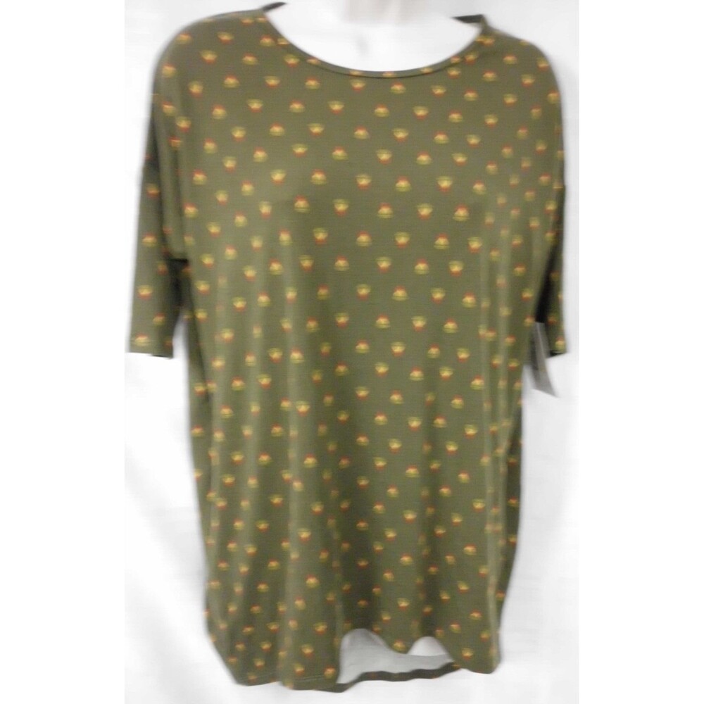 LuLaRoe Irma Green Tunic Top Short Sleeve Shirt Size XXS New with Tags